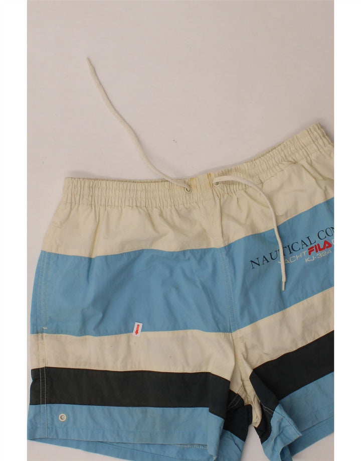 FILA Mens Graphic Swimming Shorts IT 50 Large  Multicoloured Striped Vintage Fila and Second-Hand Fila from Messina Hembry 