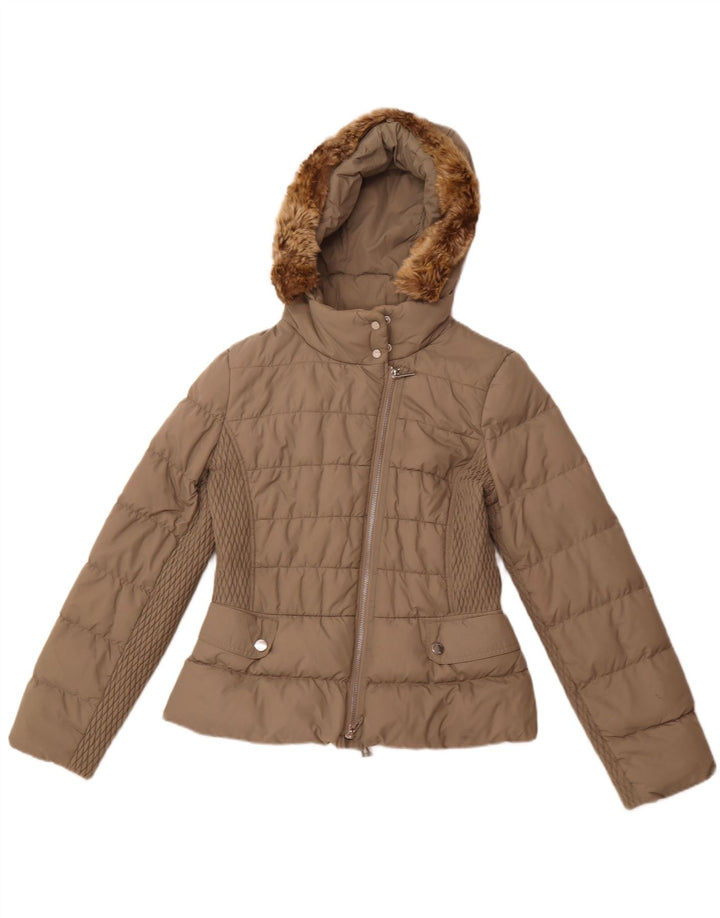 Giacca imbottita con cappuccio da donna KAREN MILLEN UK 12 Poliammide beige medio