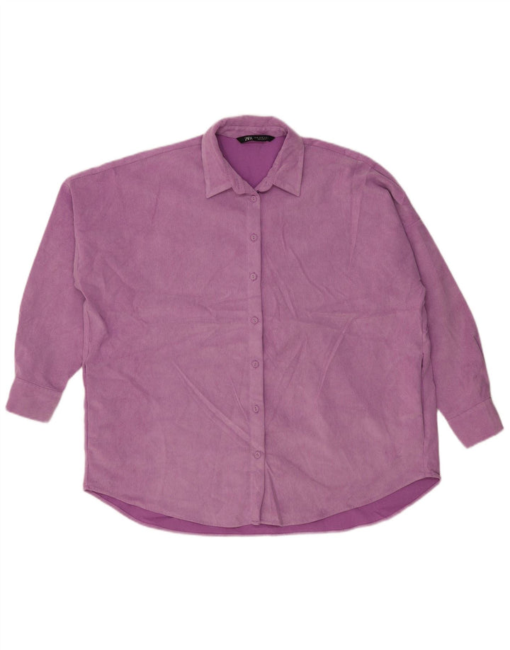 Camicia da donna oversize in velluto a coste Zara UK 14 Poliestere viola medio