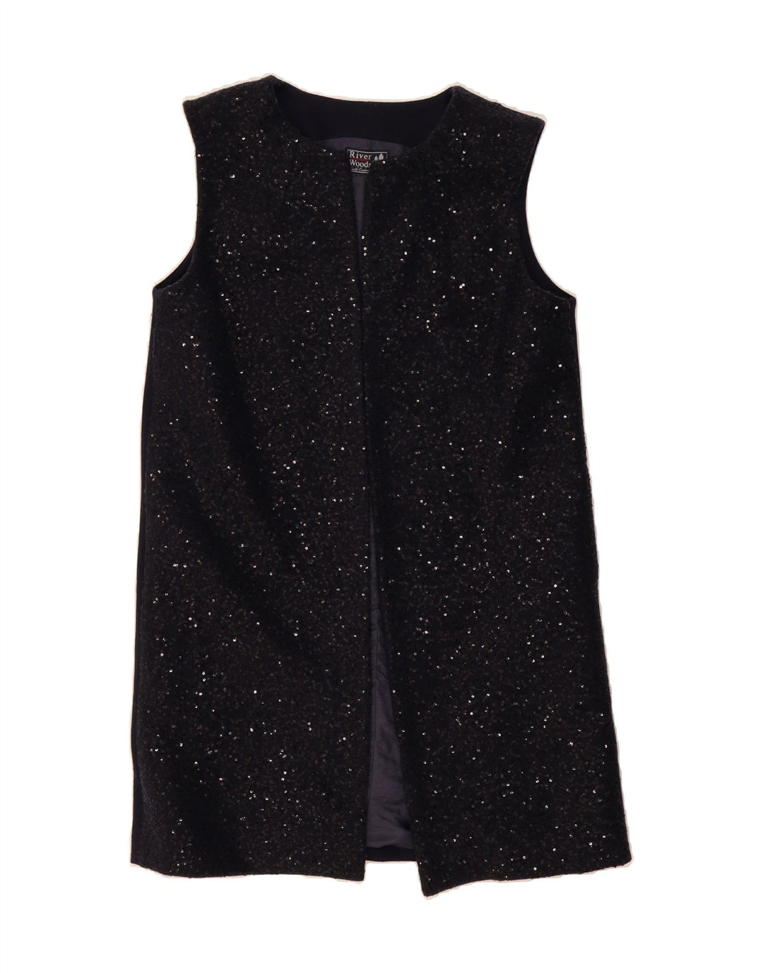 VINTAGE Womens Sleeveless Longline Cardigan Top EU 40 Medium Navy Blue Vintage Vintage and Second-Hand Vintage from Messina Hembry 