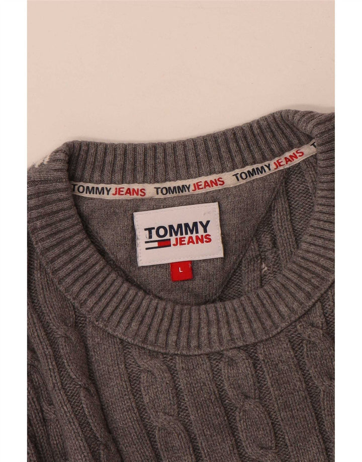 Maglione maglione girocollo da uomo Tommy Hilfiger grande cotone grigio