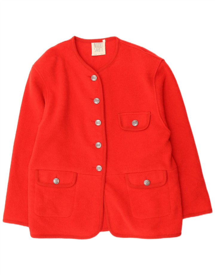 Maglione cardigan da donna vintage UK 16 grande lana rossa