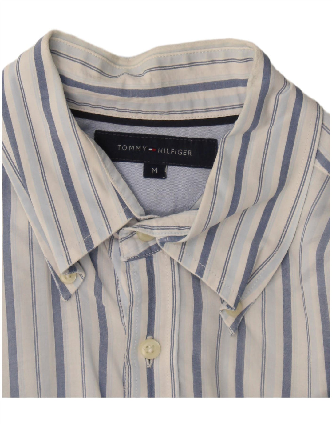 Camicia a maniche corte da uomo Tommy Hilfiger blu medio a righe