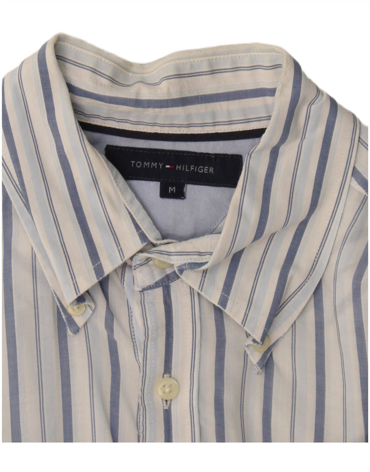 Camicia a maniche corte da uomo Tommy Hilfiger blu medio a righe