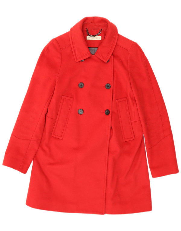WHISTLES Womens Double Breasted Coat UK 10 Small Red Wool