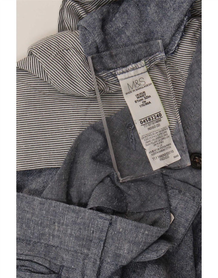 Pantaloncini chino da uomo Marks & Spencer W32 lino blu medio