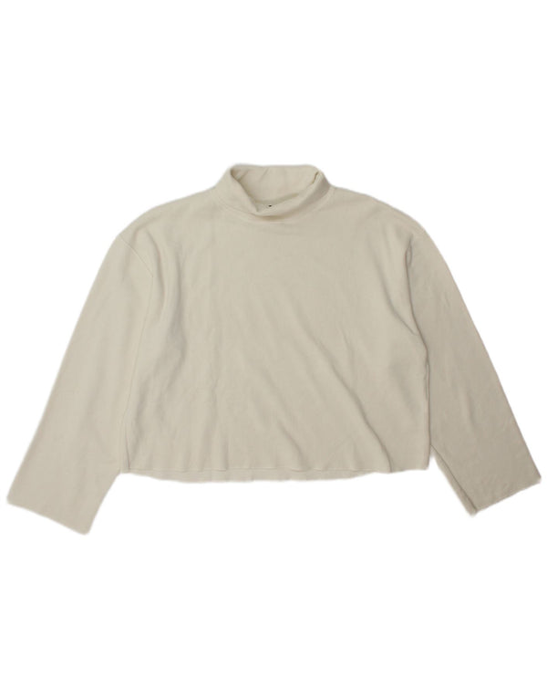 Top corto da donna Zara con collo alto a maniche lunghe UK 14 medio bianco sporco