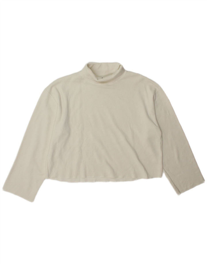 Top corto da donna Zara con collo alto a maniche lunghe UK 14 medio bianco sporco