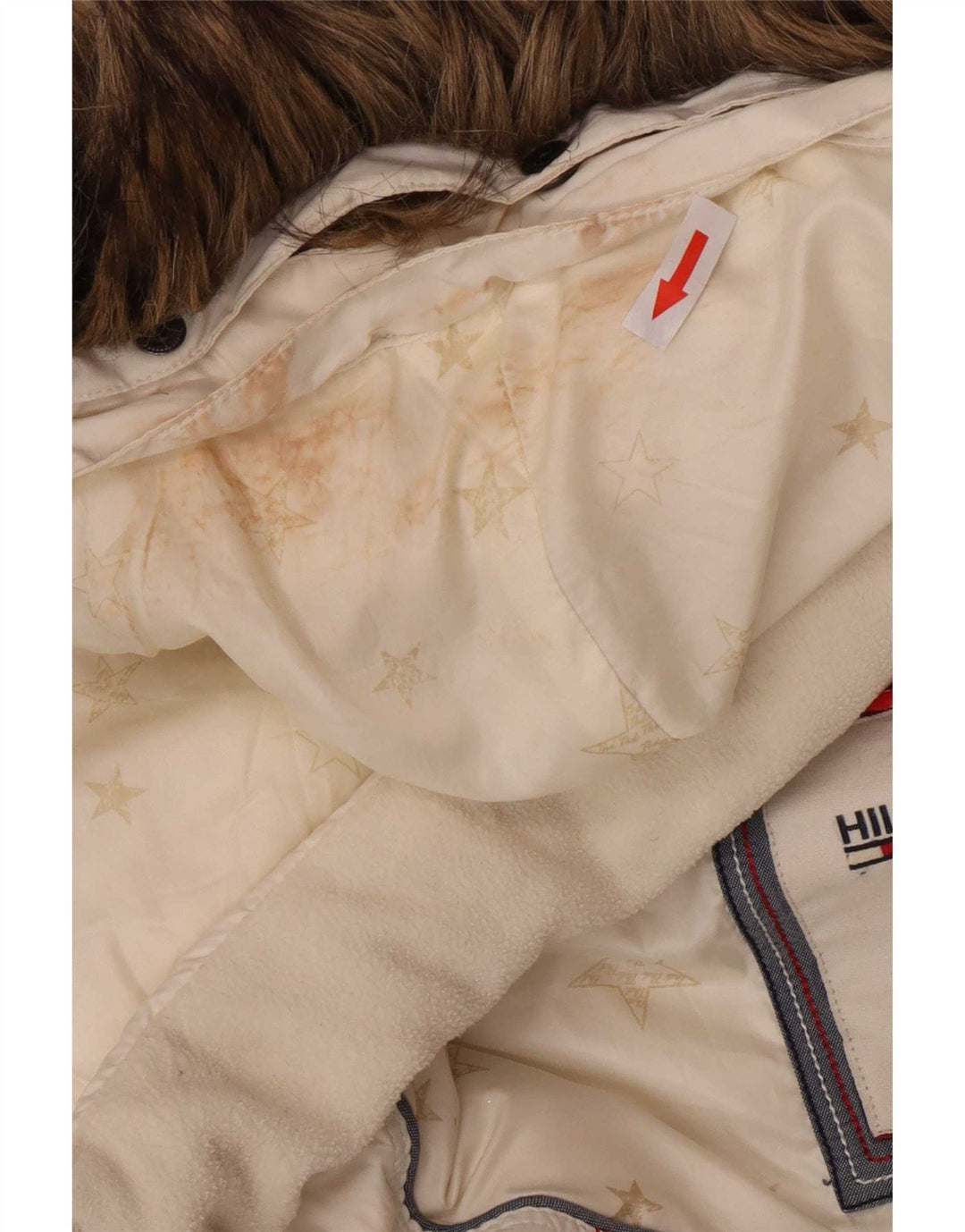 Cappotto imbottito con cappuccio da donna Tommy Hilfiger UK 6 XS poliestere bianco