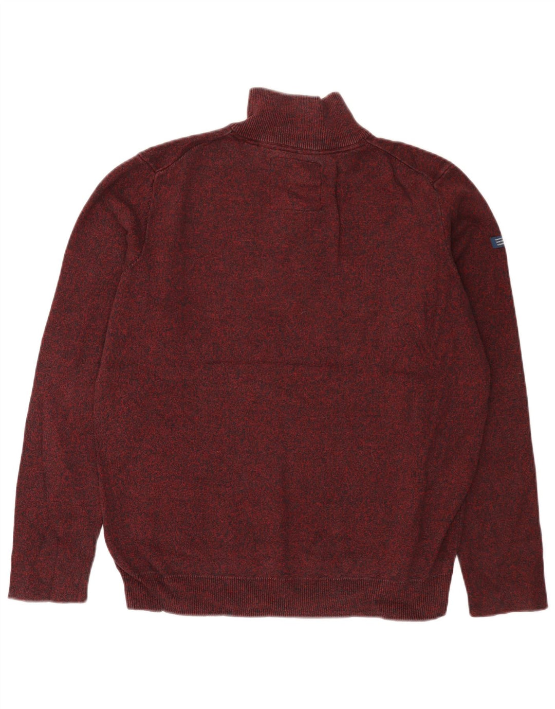 Maglione da donna con collo con zip SUPERDRY UK 18 XL Cotone screziato bordeaux
