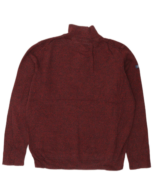 Maglione da donna con collo con zip SUPERDRY UK 18 XL Cotone screziato bordeaux