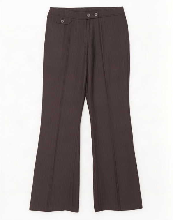 Marks & Spencer Womens Casual Trousers UK 14 Large W34 L33 Black Pinstripe