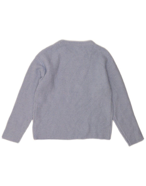 Maglione maglione con scollo a barca da donna Marks & Spencer UK 10 piccolo poliestere blu