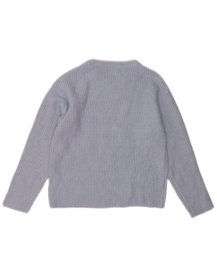 Maglione maglione con scollo a barca da donna Marks & Spencer UK 10 piccolo poliestere blu