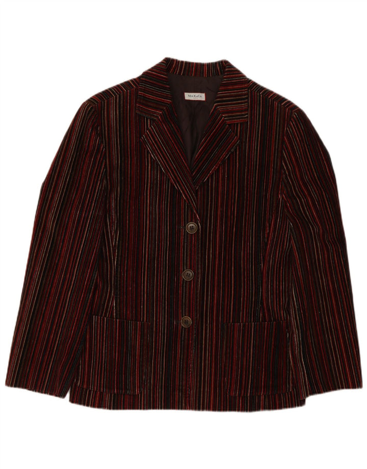 Giacca blazer a 3 bottoni da donna Max & Co. UK 10 piccola a righe bordeaux