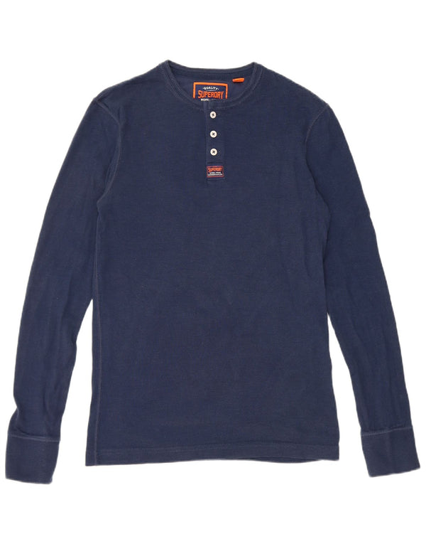 Top da uomo a maniche lunghe Superdry piccolo in cotone blu navy