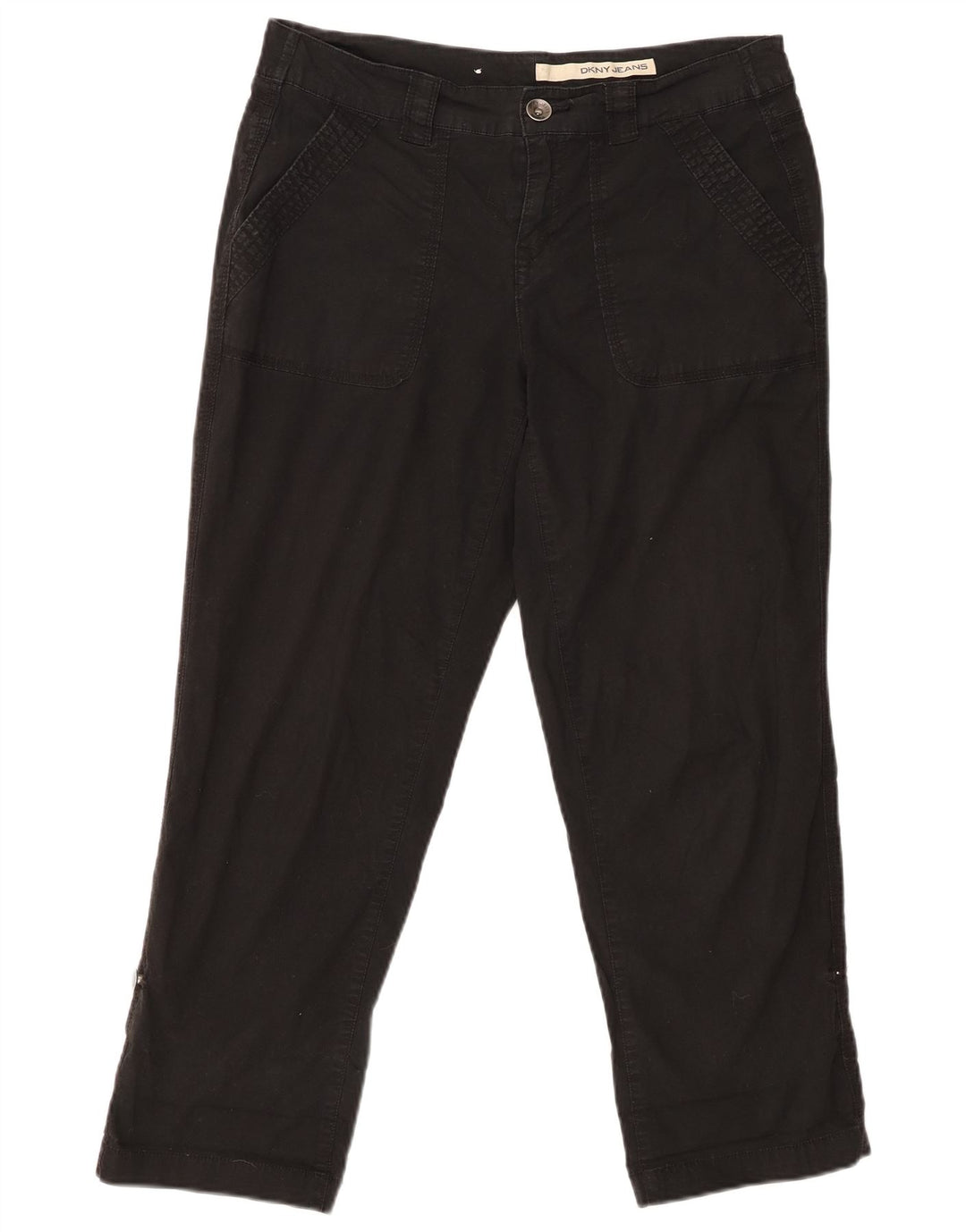 Pantaloni corti dritti da donna DKNY US 8 medi W30 L25 cotone nero