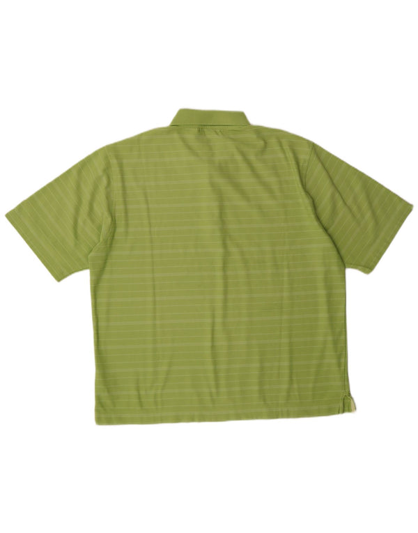 Polo NIKE da uomo vestibilità asciutta UK 42/44 poliestere a righe verdi grandi