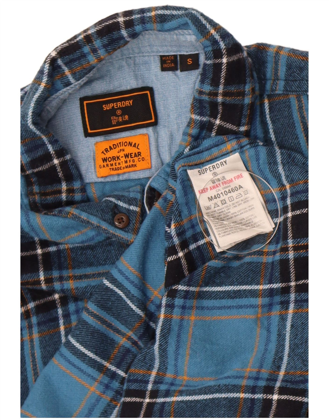Camicia da uomo in flanella Superdry piccolo cotone a quadri blu