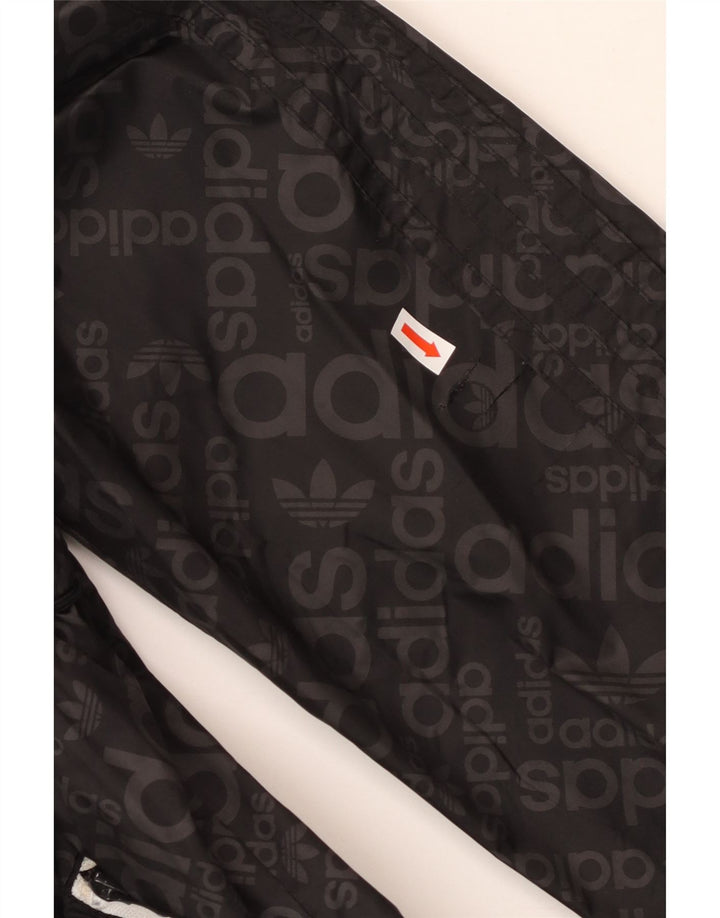 Giacca antipioggia ADIDAS da uomo con cappuccio grafico UK 38 medio nero poliammide