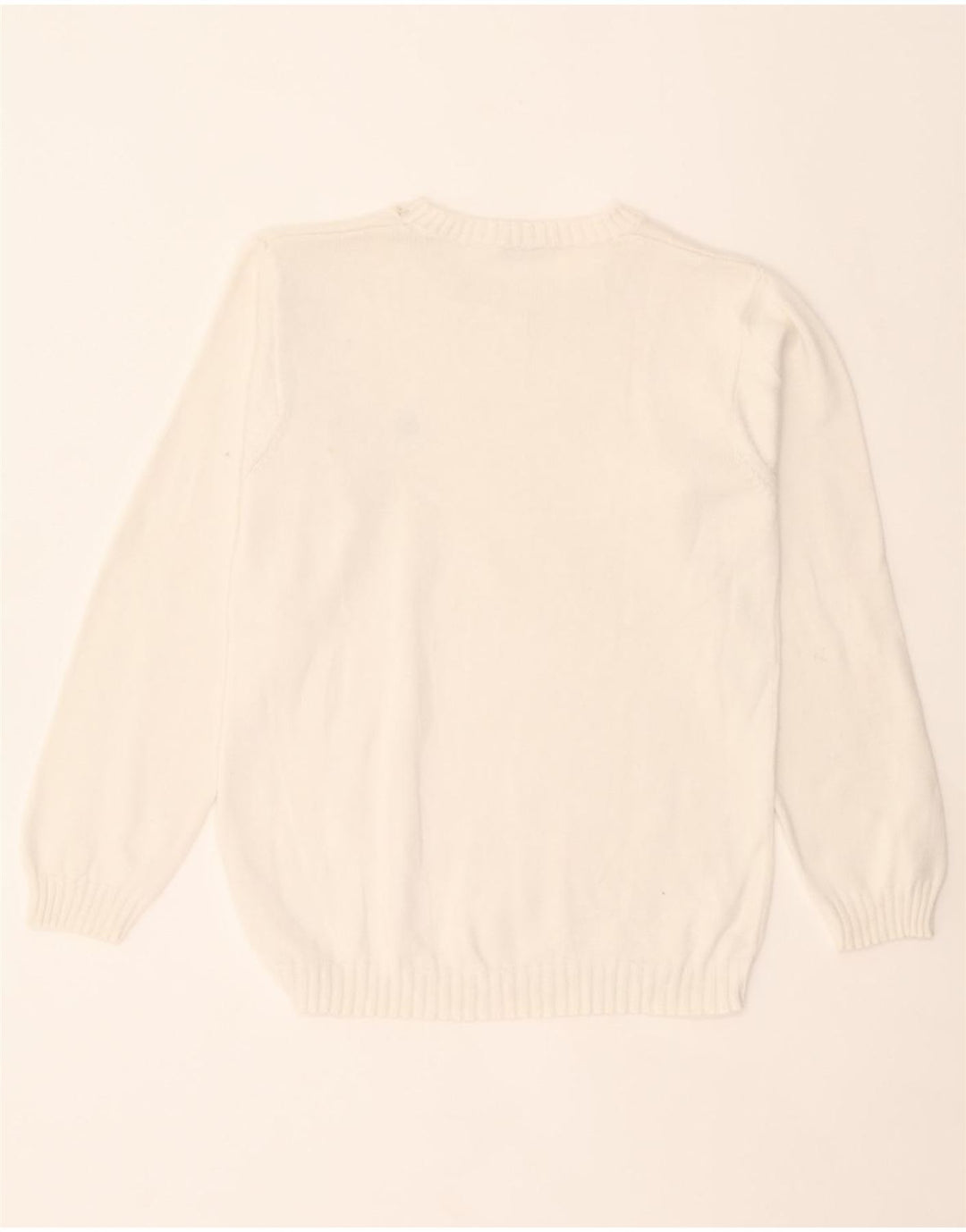 BENETTON Boys Crew Neck Jumper Sweater 10-11 Years White Vintage Benetton and Second-Hand Benetton from Messina Hembry 