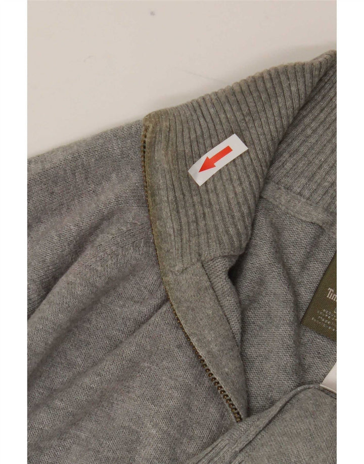 Timberland Maglione da uomo con vestibilità regolare e collo con zip, grande cotone grigio