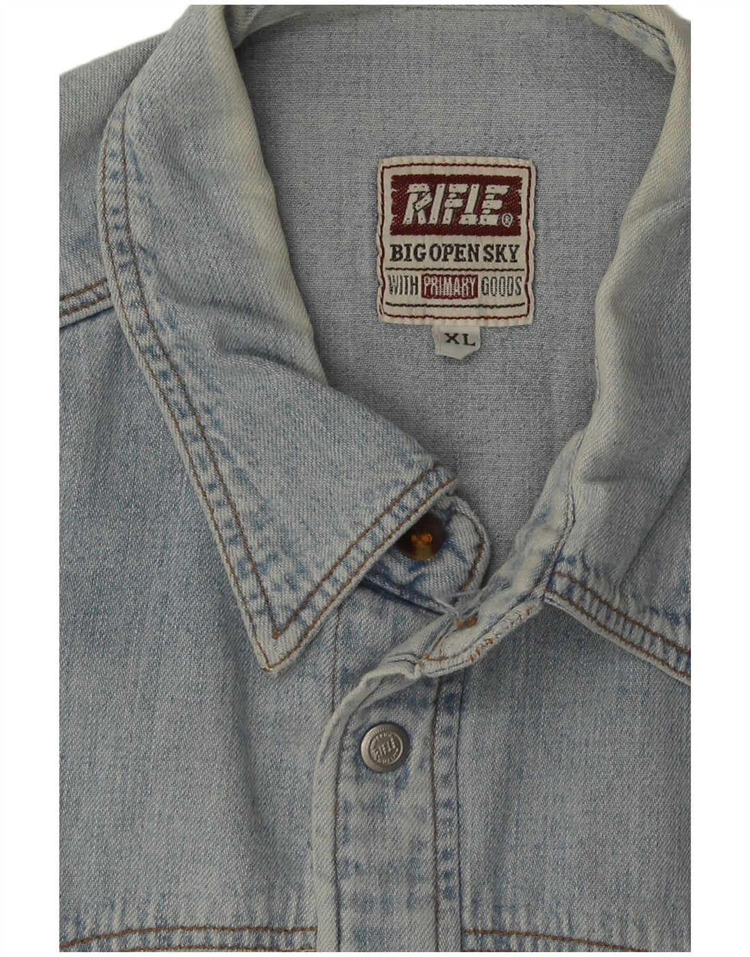 Camicia di jeans da uomo Rifle XL in cotone blu