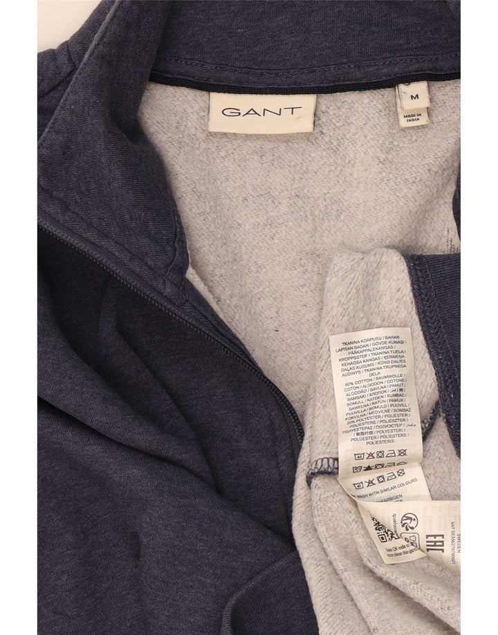 Gant Felpa da uomo con collo con zip, maglione medio, cotone blu navy