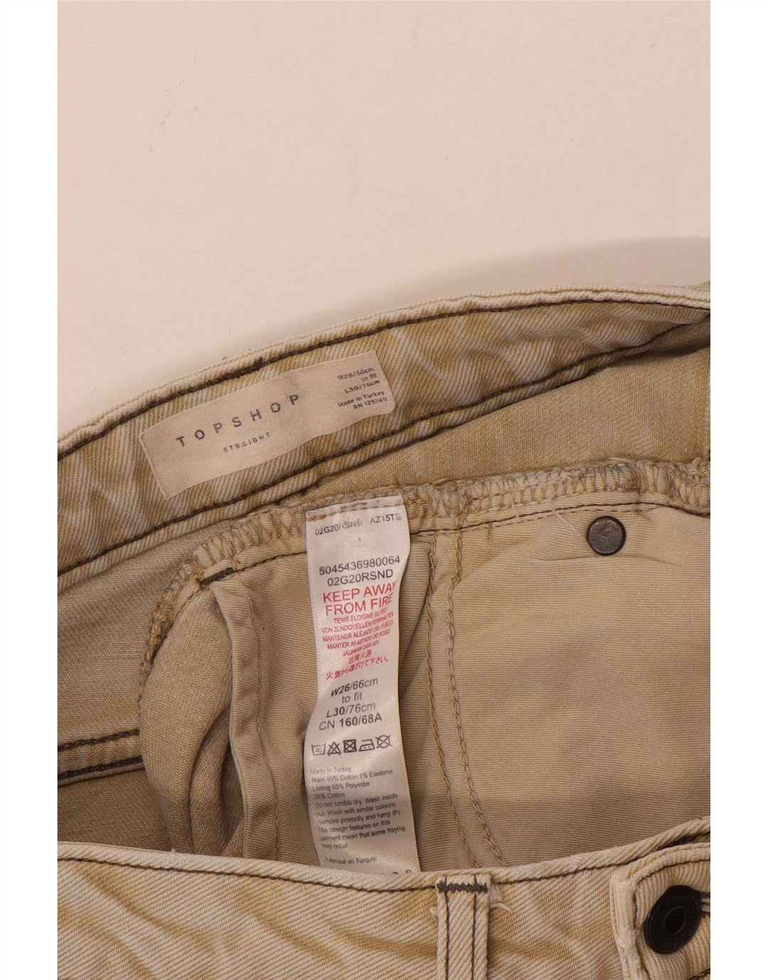 Jeans corti da donna Topshop W26 L25 cotone beige