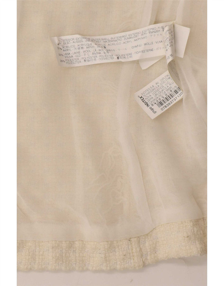 Giacca blazer da donna con zip intera Zara UK 12 media acrilico bianco sporco