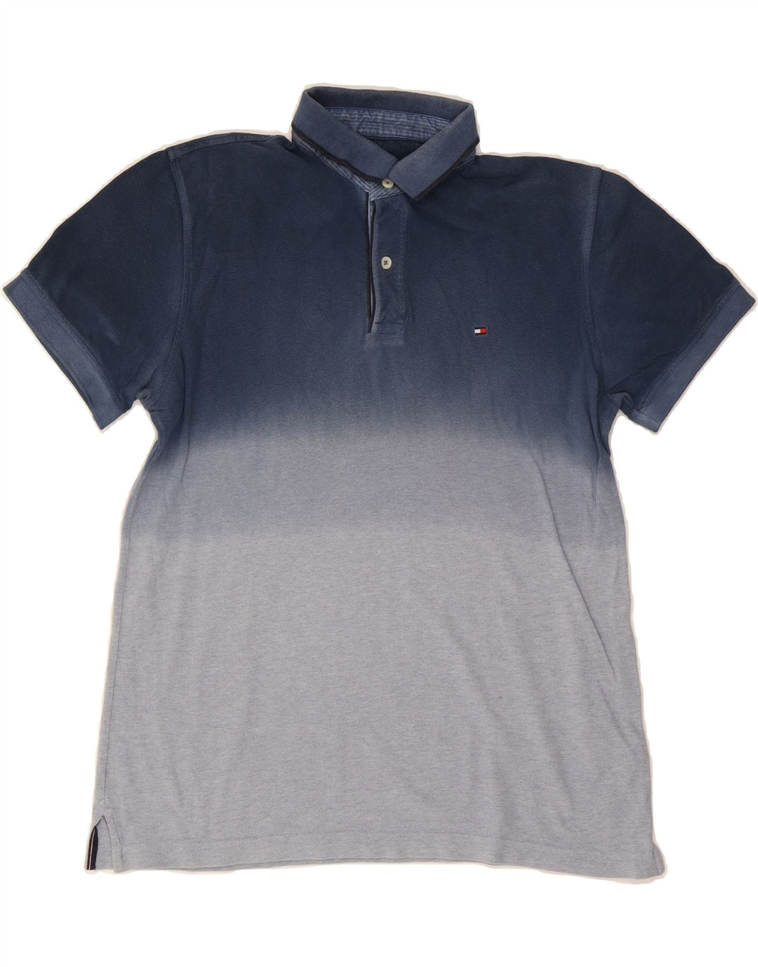 TOMMY HILFIGER Mens Custom Fit Polo Shirt Medium Navy Blue Colourblock Vintage Tommy Hilfiger and Second-Hand Tommy Hilfiger from Messina Hembry 