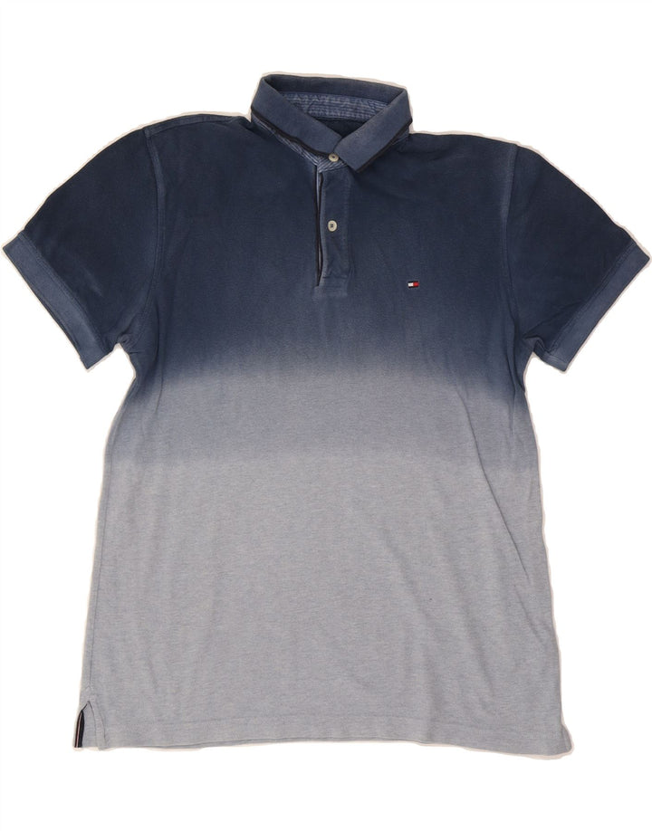 TOMMY HILFIGER Mens Custom Fit Polo Shirt Medium Navy Blue Colourblock Vintage Tommy Hilfiger and Second-Hand Tommy Hilfiger from Messina Hembry 
