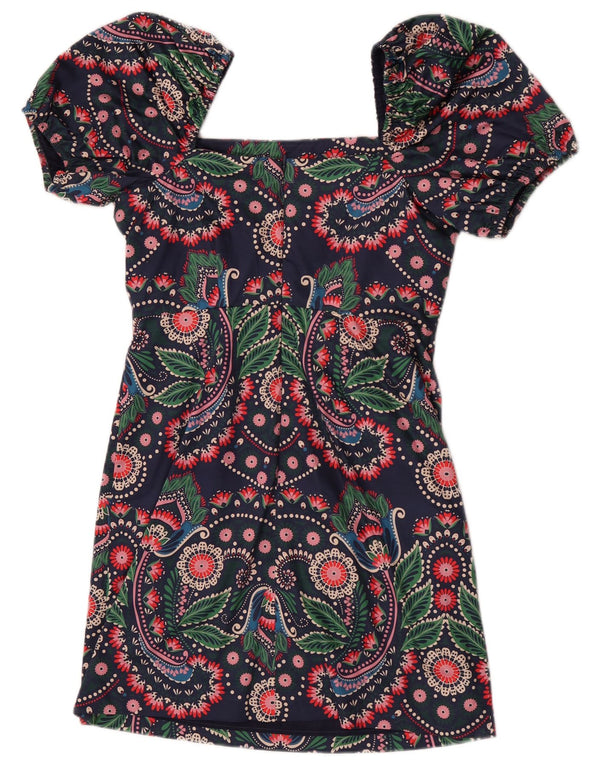 Abito tubino da donna Boden UK 10 piccolo cotone Paisley blu navy