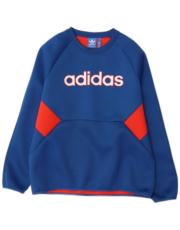 Felpa grafica da uomo ADIDAS maglione XL blu poliestere color block