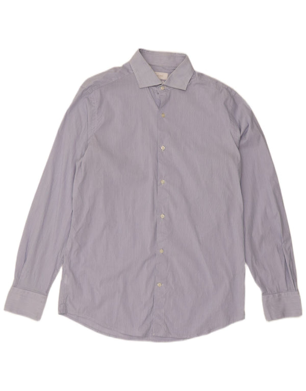 Camicia da uomo Massimo Dutti taglia 41 cotone gessato blu medio classico