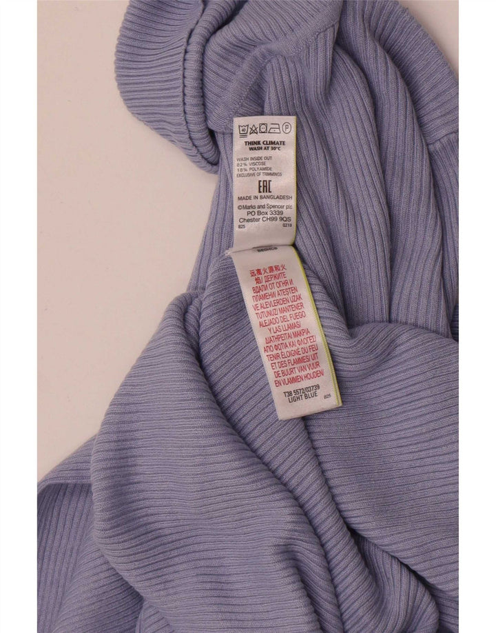 Maglione maglione a collo alto da donna Marks & Spencer UK 12 Viscosa blu medio