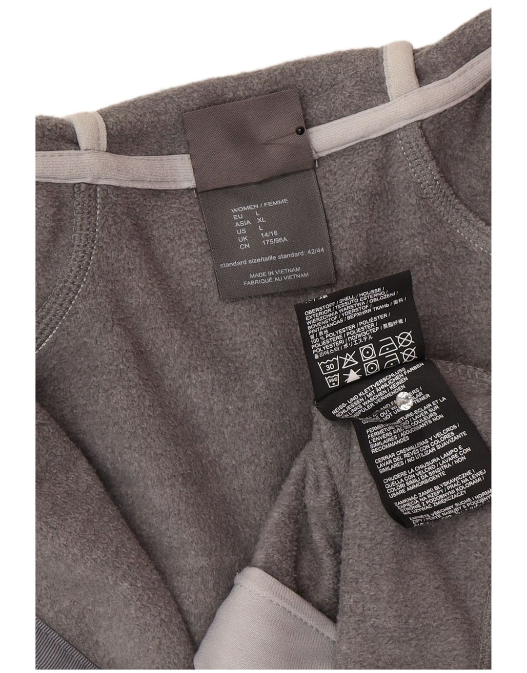 Maglione con cappuccio e zip da donna Jack Wolfskin UK 14/16 Grande poliestere grigio