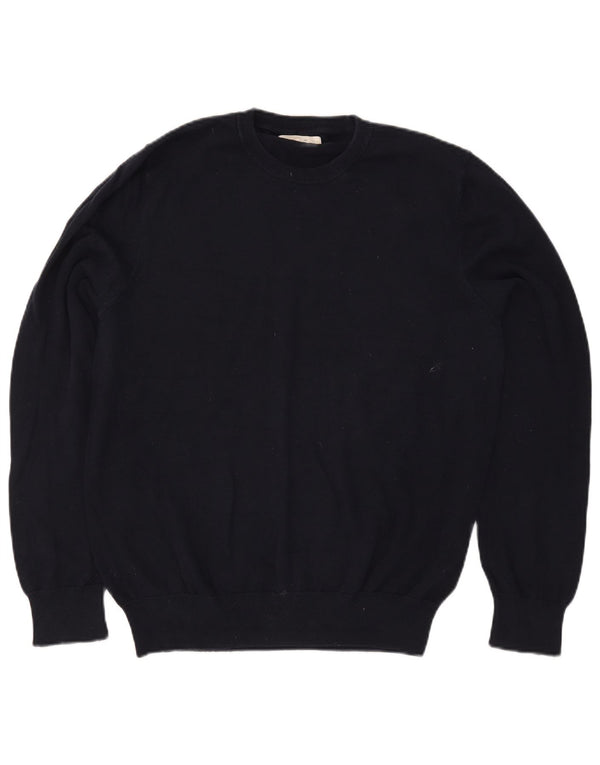 Maglione maglione girocollo da uomo Marks & Spencer grande cotone blu navy