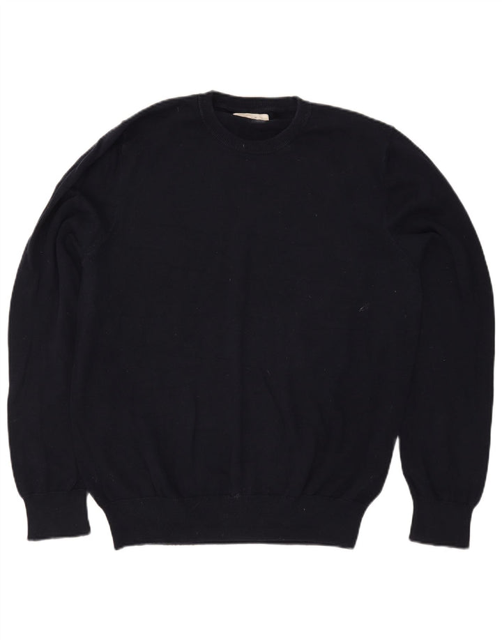 Maglione maglione girocollo da uomo Marks & Spencer grande cotone blu navy
