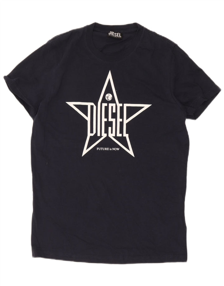 T-shirt grafica da uomo Diesel Top in cotone blu navy medio