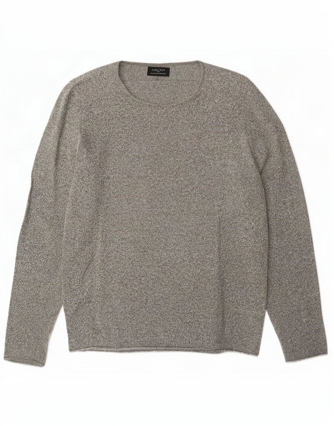 Maglione Zara da uomo con scollo a barca, grande cotone chiazzato grigio