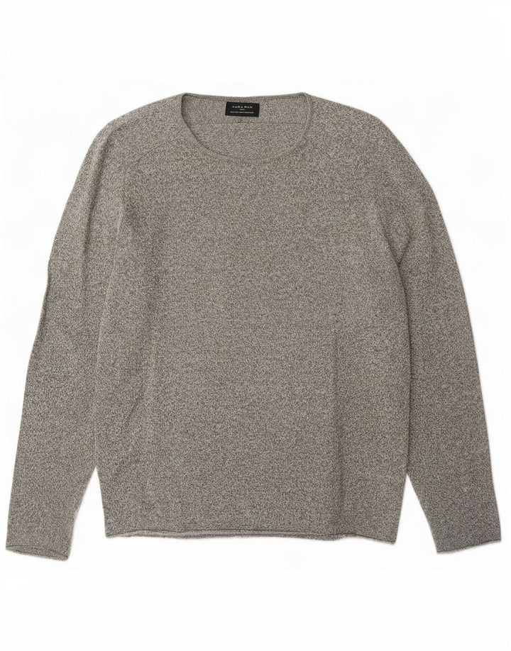 Maglione Zara da uomo con scollo a barca, grande cotone chiazzato grigio