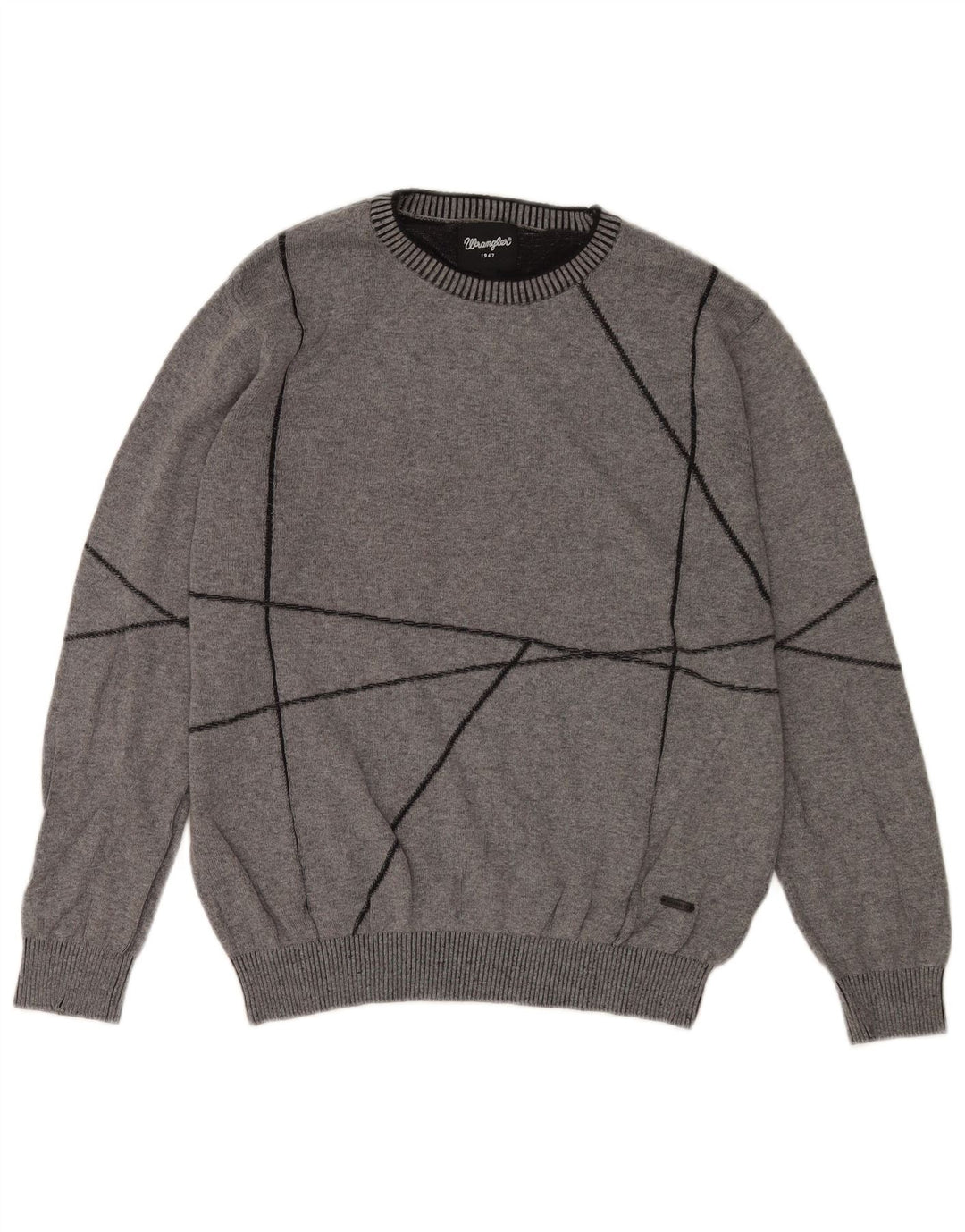 Maglione girocollo da uomo Wrangler in cotone geometrico grigio medio