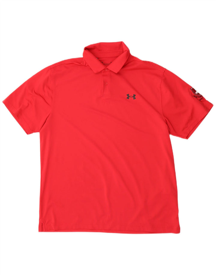Polo grafica da uomo Under Armour grande rossa in poliestere