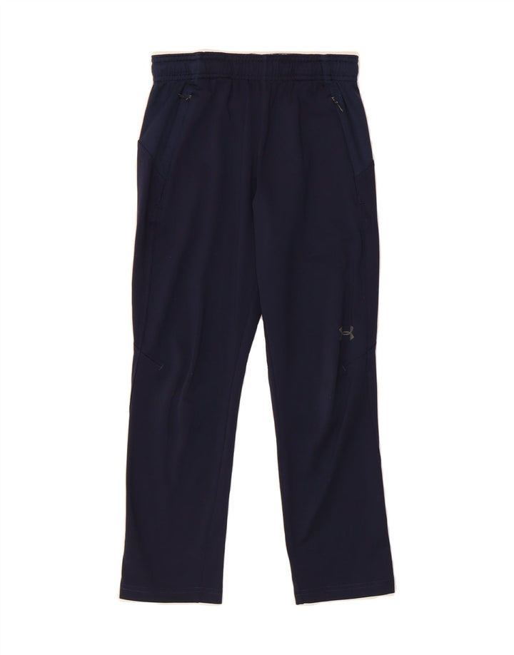 UNDER ARMOUR Boys Tracksuit Trousers 7-8 Years Small Navy Blue Polyester Vintage Under Armour and Second-Hand Under Armour from Messina Hembry 