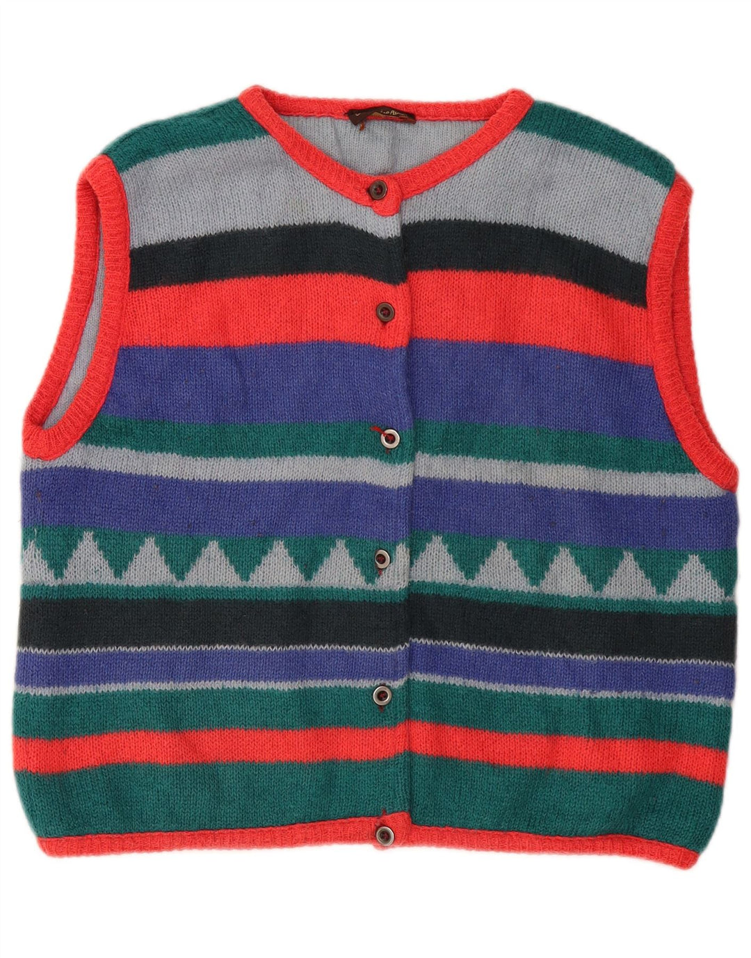 MAURICE ABOT Maglione cardigan da donna UK 14 Medio a righe multicolore