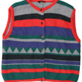 MAURICE ABOT Maglione cardigan da donna UK 14 Medio a righe multicolore