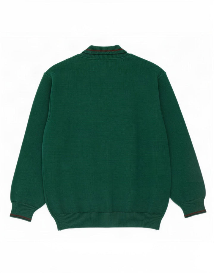 Il Granchio Maglione da uomo con scollo a V, grande lana verde a rombi/diamante