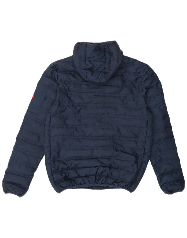 ELLESSE Mens Hooded Padded Jacket UK 38 Medium Navy Blue Polyester