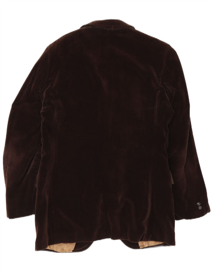Giacca blazer vintage da uomo in velluto a 2 bottoni IT 50 grande marrone